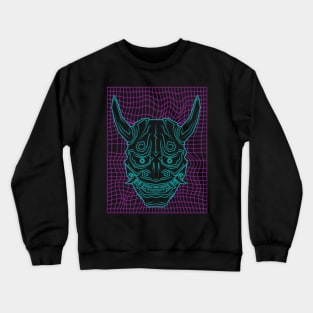 Aesthetic Synthwave Neon Blue Oni Demon Crewneck Sweatshirt